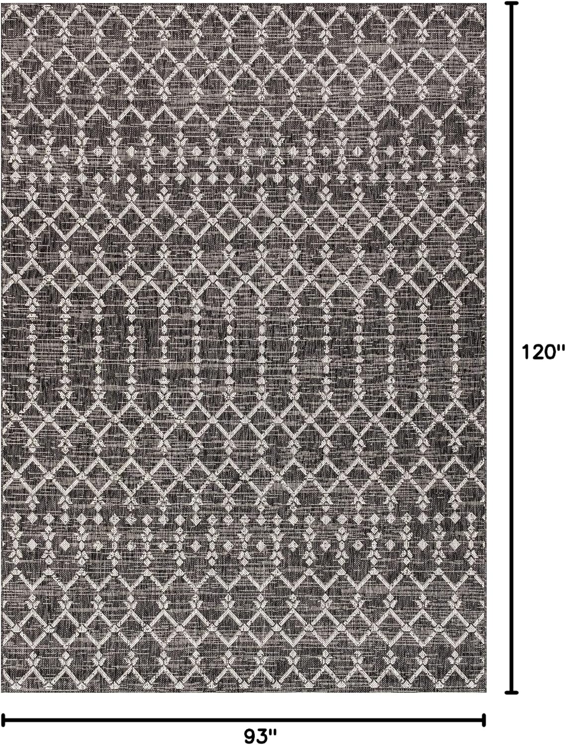 JONATHAN Y Moroccan Geometric Indoor Outdoor Area Rug 8X10 Black/Gray, Ourika Textured Weave for Backyard, Patio, Porch, Easy-Cleaning, High Traffic, Pet-Friendly, Non-Shedding (SMB108F-8) - Image 2