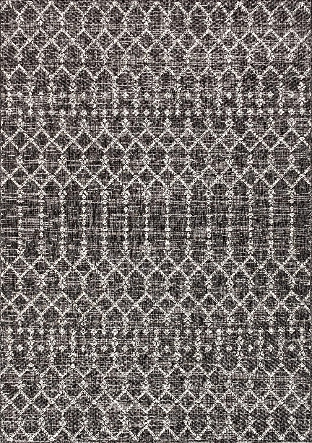 JONATHAN Y Moroccan Geometric Indoor Outdoor Area Rug 8X10 Black/Gray, Ourika Textured Weave for Backyard, Patio, Porch, Easy-Cleaning, High Traffic, Pet-Friendly, Non-Shedding (SMB108F-8) - Image 9
